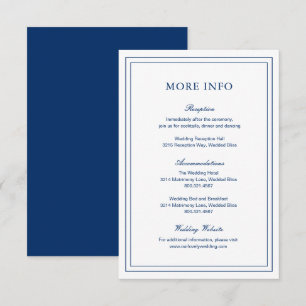 Carte D'accompagnement Gertrude Marine Bleu Classique Mariage élégant