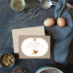 Carte D'accompagnement Gingham Cottagecore Poule Poulet Livres Baby Showe