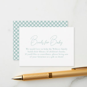 Carte D'accompagnement Gingham sarcelle simple livres mignons pour baby s