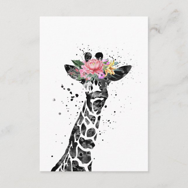 Carte D'accompagnement Giraffe Amoureux Giraffe Et Fleur (Devant)