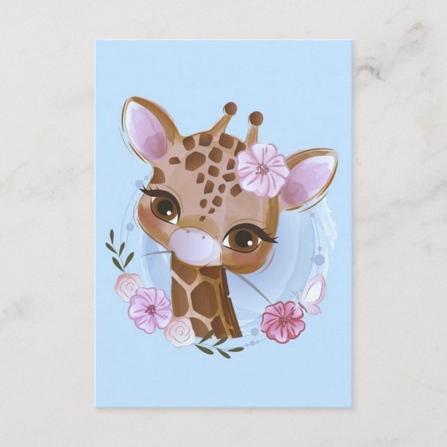 Carte D'accompagnement Giraffe Lover mignonne Baby Giraffe à la Fleur (Devant)
