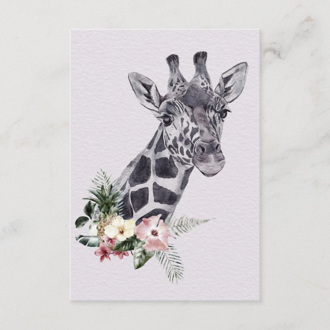 Carte D'accompagnement Giraffe Oreille Giraffe Animal avec Fleur (Devant)