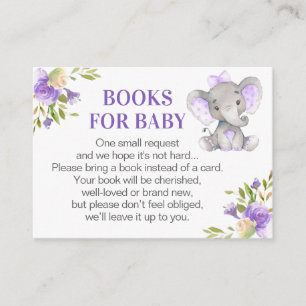 Carte D'accompagnement Girl Lavender Elephant Books for Baby Book Request