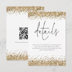 Carte D'accompagnement Glam Gold Parties scintillant QR Code Détails du M