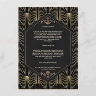 Carte D'accompagnement Glam Roaring 20s Gatsby Wedding Accommodation