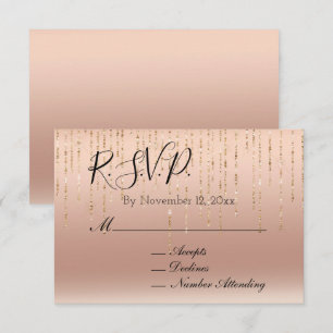Carte D'accompagnement Glam Sparkle Rose Gold Peach Blush Mariage