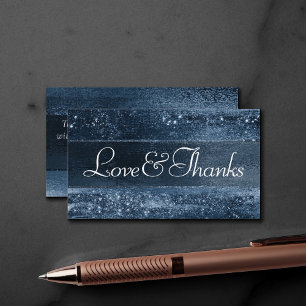 Carte D'accompagnement Glitzy Foil   Navy Blue Sparkle Love and Thanks