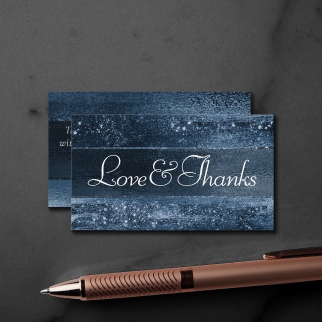 Carte D'accompagnement Glitzy Foil | Navy Blue Sparkle Love and Thanks (Créateur téléchargé)