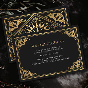 Carte D'accompagnement Gold Art Nouveau Mariage gothique Hébergements