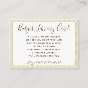 Carte D'accompagnement Gold Baby Library Card Demande de livre Neutral Ch
