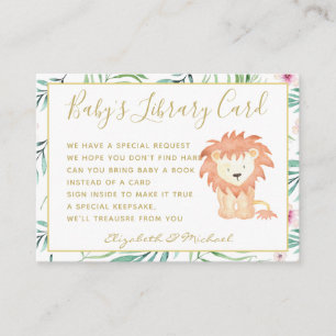 Carte D'accompagnement Gold Baby Library Demande de livre Lion Jungle Saf