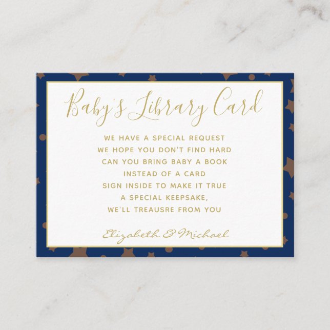 Carte D'accompagnement Gold Baby Library Demande de livre Twinkle Star Bl (Devant)