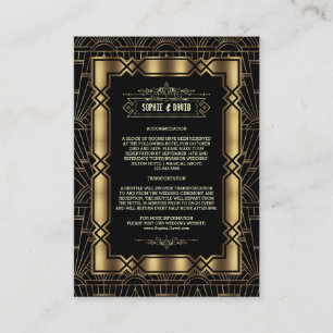 Carte D'accompagnement Gold Black Art Deco Gatsby 1920s Détails du Mariag