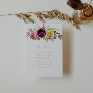 Carte D'accompagnement Gold Boho Tropical Floral Mariage Directions
