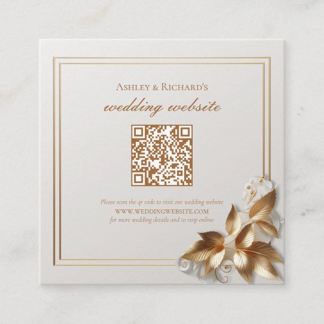 Carte D'accompagnement Gold Botanical Wedding Registry QR Code (Devant)