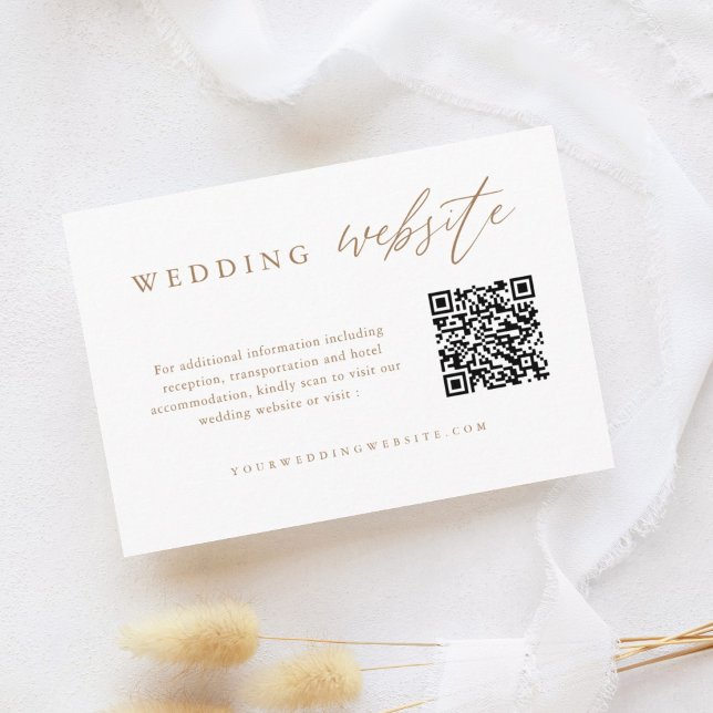 Carte D'accompagnement Gold Calligraphy Mariage QR Code Mariage site Web (Créateur téléchargé)