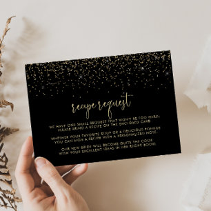 Carte D'accompagnement Gold Confetti Fancy Script Mariage Recette Demande