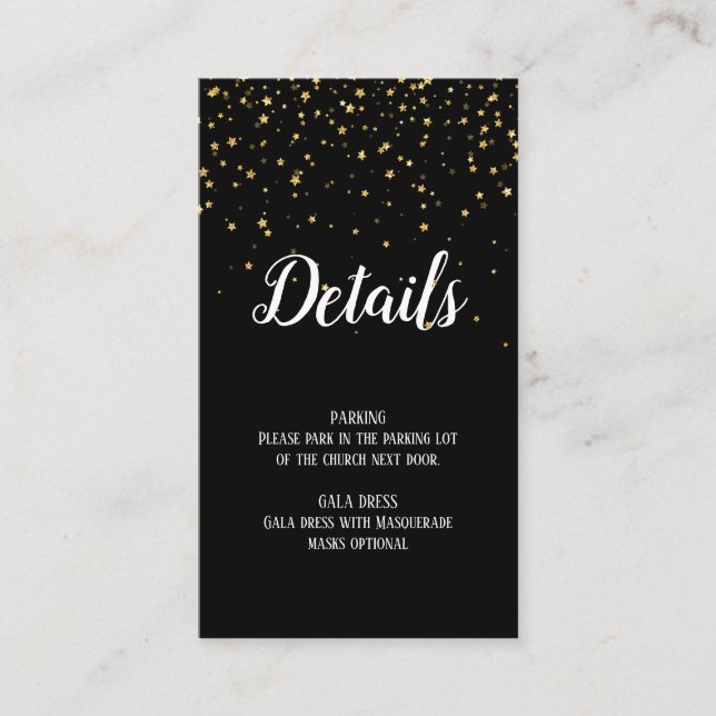 Carte D'accompagnement Gold Confetti sur Black Details Nouvel An Insertio (Devant)