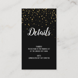 Carte D'accompagnement Gold Confetti sur Black Graduation Détails Insérer