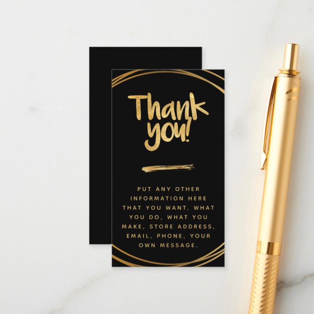 Carte D'accompagnement Gold effet client merci des liens sociaux (Devant/Arrière en situation)