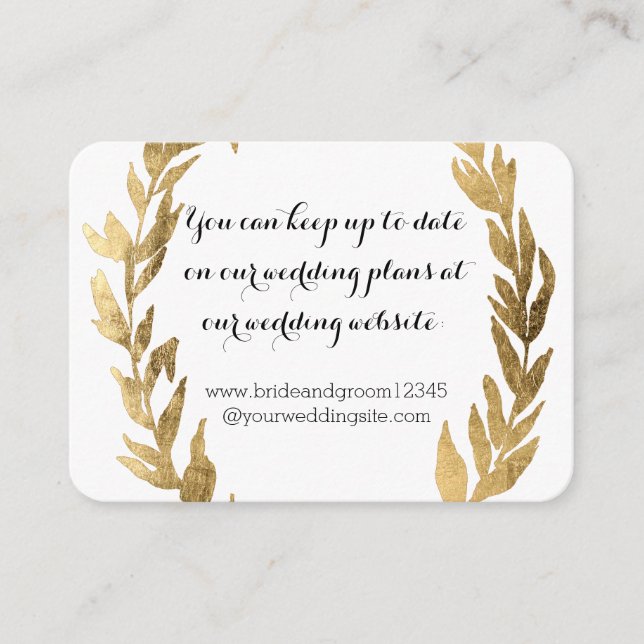 Carte D'accompagnement Gold Faux Laurel Mariage de la feuille d'olive (Devant)