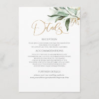 Gold Feuilles & Eucalyptus Greenery Détails du Mar