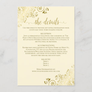 Carte D'accompagnement Gold Frills Elegant Gold on Cream Détails du Maria