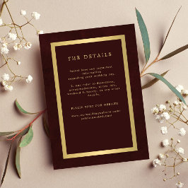 Carte D'accompagnement Gold green elegant wedding guest information