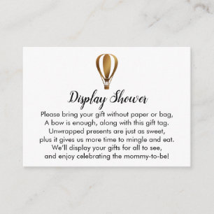 Carte D'accompagnement Gold Hot Air Balloon Affichage Douche Insertion Ca