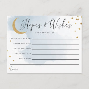 Carte D'accompagnement Gold Moon et Stars Blue Baby shower Conseils Card