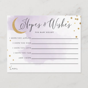 Carte D'accompagnement Gold Moon et Stars Purple Baby shower Conseils Car