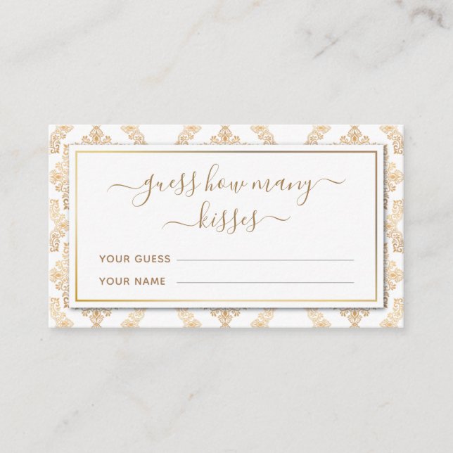 Carte D'accompagnement Gold Ornate Motif Devinez combien de baisers jeu (Devant)