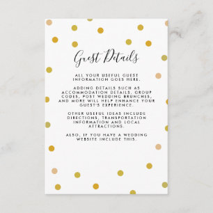 Carte D'accompagnement Gold Pois Mariage Informations sur le client