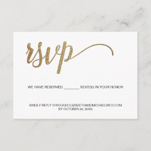 Carte D'accompagnement Gold Script QR code site mariage Sièges réservés