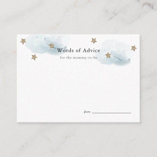 Carte D'accompagnement Gold Stars & Clouds Baby showers (Devant)