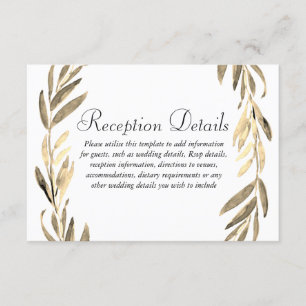 Carte D'accompagnement Golden Leaf Wreath Wedding Détails de la réception