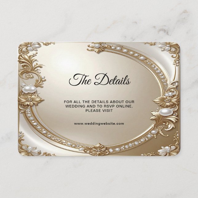Carte D'accompagnement Golden Ornate Frame with Pearls Detail (Devant)