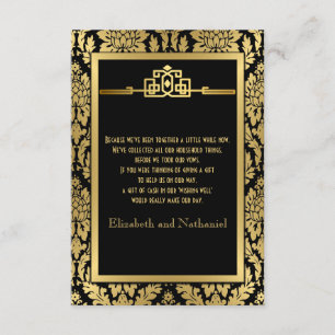 Carte D'accompagnement Golden Romance 1920 Art Déco Wishing Well Card