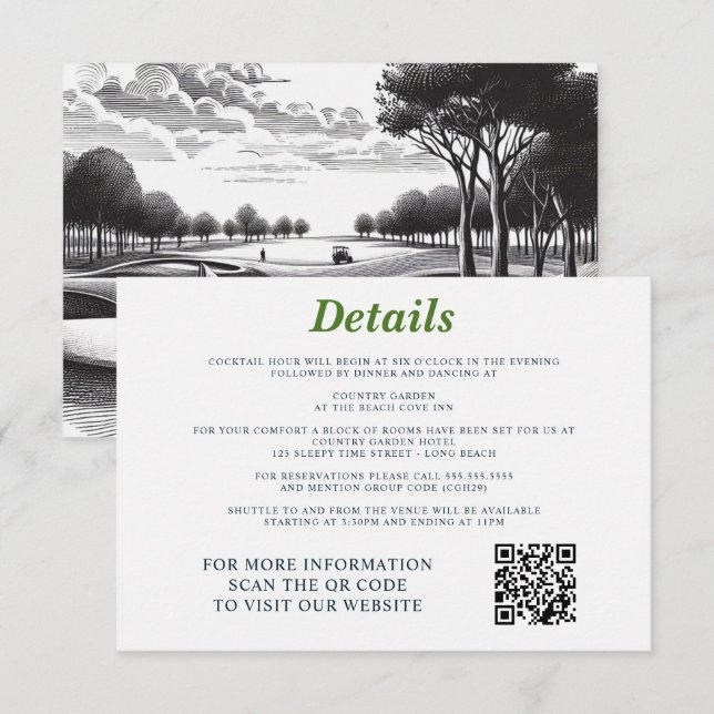 Carte D'accompagnement Golf Couple Mariage (Devant / Derrière)