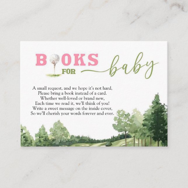 Carte D'accompagnement Golf Rose Girl Baby shower Par-Tee Livres Pour Béb (Devant)