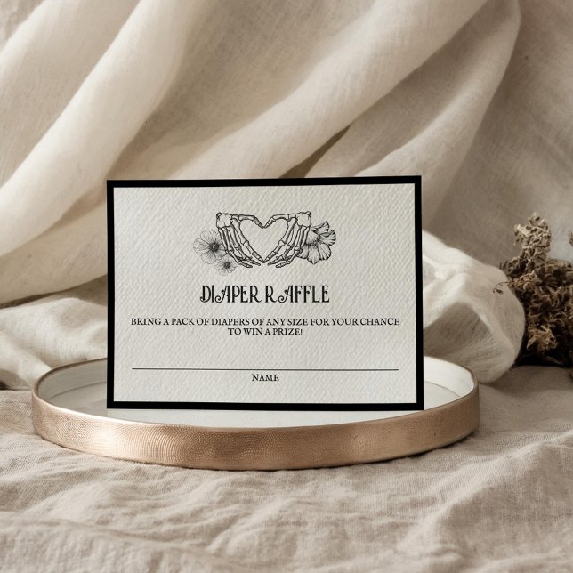 Carte D'accompagnement Goth Diaper Baby shower de  Crâne et fleurs (Créateur téléchargé)