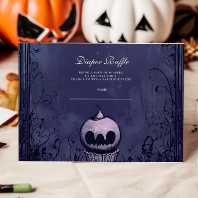 Carte D'accompagnement Gothique foncé violet Halloween Diapper Raffle (Créateur téléchargé)