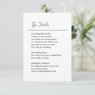 Carte D'accompagnement Grace noir et blanc Mariage moderne
