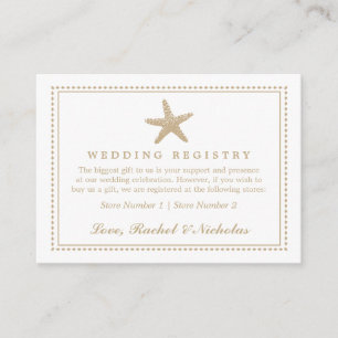 Carte D'accompagnement Gracity Starfish   Registre des cadeaux Mariages