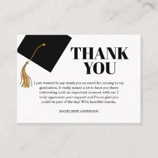 Carte D'accompagnement Graduation Black Cap And Tassel Photo Thank You