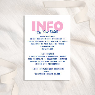 Carte D'accompagnement Gras moderne Type Funky coloré bleu rose Mariage