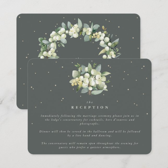 Carte D'accompagnement Gray Green Snowberry+Eucalyptus Bouquet Réception (Devant / Derrière)