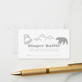 Carte D'accompagnement Gray Hand-Drawn Winter Baby Diaper Raffle Ticket