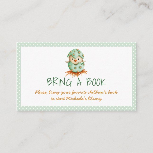 Carte D'accompagnement Green Baby Chick Hatching Neutre Apportez un livre (Devant)