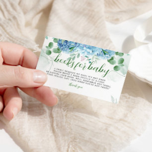 Carte D'accompagnement Green Blue hydrangea Livres pour Baby shower